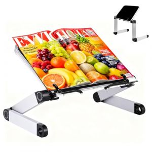 Pupitre pour Livre -Hauteur et angle r&eacute;glables lutrin livre, support de lecture avec bras en aluminium et clips de reliure, porte livre cuisine pour Big Heavy HardCover et ordinateur portable iPad (Excemilin, neuf)