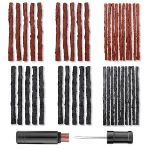 CONNECTION Kit de R&eacute;paration Tubeless kit Crevaison Velo Kit Meche Pneu Kit de R&eacute;paration de Pneu sans Chambre &agrave; air kit r&eacute;paration v&eacute;lo avec 45 Bandes de Caoutchouc 3.5/6 mm pour V&eacute;lo de Route VTT (RUIH, neuf)