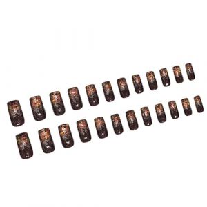 Presse carrée sur ongles - Faux ongles brillants - Baguette acrylique pour un look professionnel - Décoration d'ongles scintillante (Fahou, neuf)