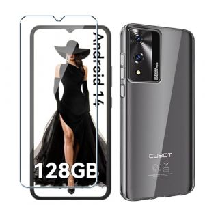 Xiangyun Coque pour Cubot A10 Cover avec Film de Verre Trempé Protection écran, Transparent Anti-Vibration et Glisse Silicone Bumper TPU Souple Etui Housse Clear Case(6.56") (ZeMin, neuf)
