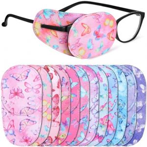 Newcotte Lot de 12 cache-œil réutilisables pour enfants filles et garçons pour lunettes au-dessus des verres - Cache-œil coloré pour tout-petits - Adorables patchs assortis (papillon) (Fast Media Ships From USA, neuf)