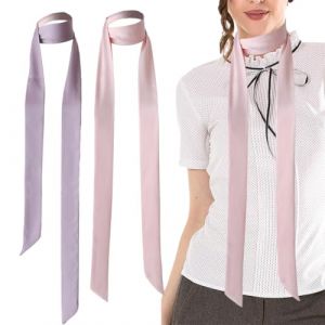 QEXUJOW Ceintures femme Ruban imitation soie longue &eacute;charpe robe ceinture chapeau accessoires, ruban n&oelig;ud de mariage demoiselle d'honneur bal ceinture en satin (2 pi&egrave;ces) (jianxinzhao, neuf)