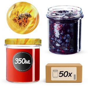 KADAX Lot de 50 bocaux en verre &agrave; couvercle &agrave; visser 350 ml, &Oslash; 82 mm, bocaux de conservation pour champignons, confitures, miel, pots &agrave; confiture avec couvercle, bocaux herm&eacute;tiques &agrave; offrir, pots &agrave; (KADAX, neuf)