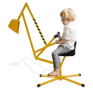 COSTWAY Pelleteuse Enfant avec Siège Pivotant à 360°& Pelle, Tractopelle pour Bac à Sable avec Cadre Métal & Base Croisée, Jouet Pelleteuse Excavatrice Manuelle pour Sable Terre Neige, 3 Ans+ (FDS GmbH, neuf)