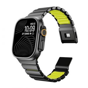 Bracelet en titane compatible avec Apple Watch Ultra 3/2/1 49 mm - Silicone titane - Double couche - Fermeture magn&eacute;tique - Bracelet de rechange pour iWatch Series 11, 49mm/46mm/45mm/44mm/42mm(Series (RYLIXAR, neuf)