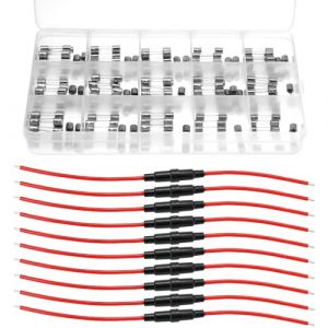QWORK&reg; 150 pi&egrave;ces 5x20mm 0.1-20A Kit de fusibles en tube de verre, 10 pi&egrave;ces porte-fusible &agrave; vis en ligne 5x20mm 16AWG (shavinglikes, neuf)