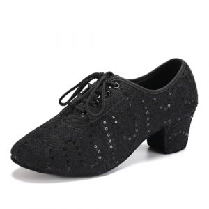 RUYBOZRY Femmes De Chaussures de Danse Latine Bout Ferm&eacute; avec Lacets Chaussures de Danse Latine de Salon Salsa Tango Professionnelle De Salon Chaussure de Danse,LPWMMD-Black-ZBMD-5,EU42 (RYSMWH, neuf)