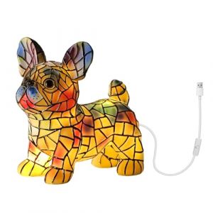 EliphonTowne Veilleuse pour chien en résine teintée en forme de bouledogue français, cadeau amusant pour les amateurs (RuiJunHeng, neuf)