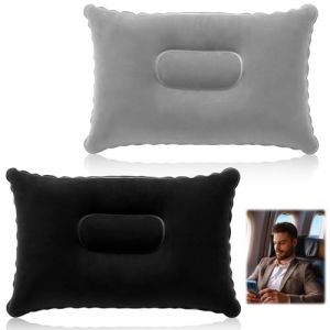 Hemlosk 2X Oreillers gonflables, Oreiller Camping Voyage Coussin De Plage Gonflable Ultral&eacute;gers Oreillers pour Les Voyages Les Excursions Coussin de Plage Flocage Coussins Gonflable Voyage - 34x22cm (ZhangLiangXu, neuf)