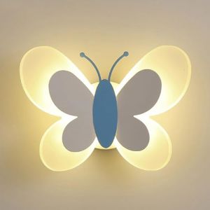 YKSJDFH Applique Murale Rose/Bleue Chambre d'enfant en Forme De Papillon en Fer Forg&eacute; Abat-Jour Acrylique Gar&ccedil;on/Fille Chevet Applique Murale Gradation Lampe Murale pour Salon (Giant Technology Trade, neuf)