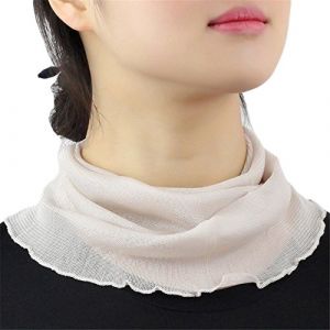 Femme Couleur Unie 100% Soie de M&ucirc;rier Tour de Cou Faux Col Foulard &Eacute;charpe de Cou Cercle Tube &Eacute;charpe(Beige) (UK_Stone, neuf)