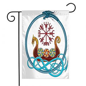 Drapeau De Jardin, Bateau Viking Drakkar Bleu D'Europe Naviguant Sur L'Islande Rouge Bateau M&eacute;di&eacute;val Banni&egrave;re Renforc&eacute; Drapeau De Pirate Couleurs Vives Banni&egrave;re Ext&eacute;rieure Pour Jardin 30X45Cm (guangzhouchengzemaoyizhongxingerenduzi, neuf)