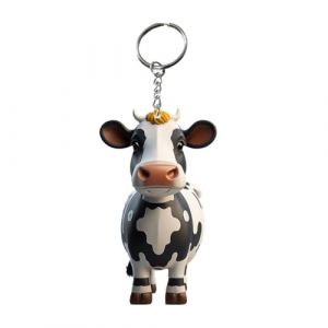 QUXVUIS Porte-cl&eacute;s personnalis&eacute; en forme de vache, pratique et mignon, dessin anim&eacute; acrylique, petite poup&eacute;e de vache, porte-cl&eacute;s en acrylique, UN (ataloger, neuf)