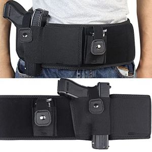 Goldmiky Holster Belly Band pour Transport Dissimulé Bande Au Niveau de La Taille éLastique Tactique, Lcp Holster Pistolet Ceinture Poche éLastique de Magazin pour Revolvers (45in/115cm) (KUANGLIN-EU, neuf)