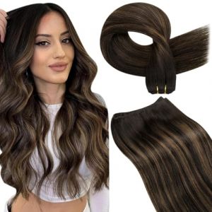 LaaVoo Extension Tissage Cheveux Naturel Brun Fonc&eacute; Balayage Brun Clair Tissage Naturel Cheveux Naturel Lisse Naturel Cheveux Une Pi&egrave;ce Remy Naturel Cheveux Extension Trame 120g 24 Pouce/60cm #2/8/2 (Laavoo, neuf)