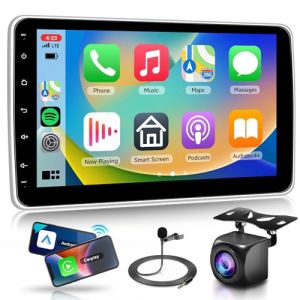 Autoradio 1 Din Carplay &Eacute;cran Tactile Amovible 10,1 Pouces, Podofo Android 13 2G+64G &Eacute;cran Rotatif Radio Android Auto, Bluetooth/EQ/FM/RDS/GPS/WiFi+Cam&eacute;ra arri&egrave;re (Podofo, neuf)