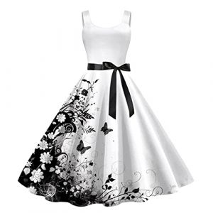 G&eacute;n&eacute;rique Robe Vintage Ann&eacute;es 50 Pin Up Femme Crayon,R&eacute;tro Robe De Soiree Chic Et &Eacute;l&eacute;gant Col Rond Robe De Cocktail Vintage Robe Ann&eacute;e 50S Pin-Up Rockabilly Swing Robe De Bal Quick Dry (qiaoxiahe, neuf)