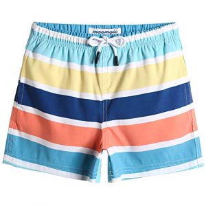 MaaMgic Short de Bains D'Ete Garcons Filles avec Slip Filet Maillot de Bain Enfant à la Plage pour Surfer Carton Conception,Rayures-Coloré,5-6 Ans(5/6) (baohui, neuf)