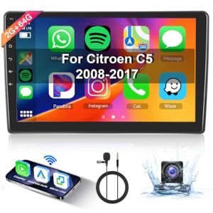 【8 Cœur 2+64G】 Hodozzy Carplay Autoradio pour Citroen C5 2008-2017, 10 Pouces Ecran Tactile Android Autoradio avec Android Auto/WiFi/GPS/RDS/FM/Bluetooth/USB/DSP (Hodozzy, neuf)