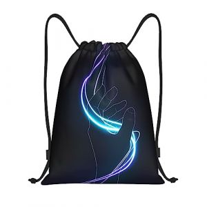 JAYWIS Sac de sport étanche avec cordon de serrage imprimé tête de mort, sac de sport pour l'école, la plage, les vacances, la natation, les voyages, Néon Main, M (Xiangdeshop, neuf)