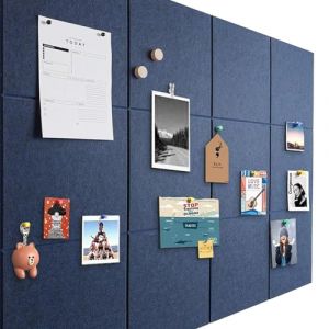 Grand Panneau d'Affichage 120x90cm Panneau en Feutre Autocollant avec 90 Punaises, 12 Pi&egrave;ces 9mm d'&Eacute;paisseur, Tableau de Vision pour Photos, Notes Tableau M&eacute;mo pour Maison Cuisine Bureau &Eacute;cole, Bleu (yjspbsm-shop, neuf)