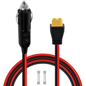 HuaLiSiJi XT60 Allume Cigare 12V 24V 14AWG Cable XT60 Allume Cigare Avec Indicateur LED, Fusible 15A Int&eacute;gr&eacute; pour Panneaux Solaires Onduleur de Voiture (M&acirc;le, 5 m) (HuaLiSiJi, neuf)