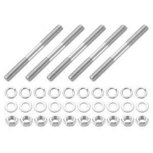 QUARKZMAN 5 pièces Goujons à Double Extrémité, M8x80 mm Acier Inoxydable 304 Tiges Filetées Doubles avec Écrous et Rondelles Plates & Frein, Goujon Fileté à Double Extrémité (QUARKZMAN, neuf)