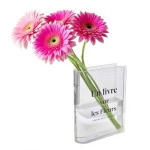 Sudnsadaks Vase Livre, Vase Fleur Decoratif en Acrylique Transparent, Forme de Livres pour Fleurs, D&eacute;coration Table Chambre Coucher, Salon, Bureau, Plastique Incassable, D&eacute;coration de Mariage (CONTRASTE SIDERAL - UNIPESSOAL LDA, neuf)