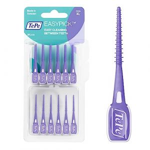 TePe EasyPick Cure-dents, Violet, ISO XL, 36pcs, &eacute;limine la plaque dentaire, nettoyage efficace entre les dents, cure-dents &eacute;co-responsables pour les grands espaces, &eacute;tui de voyage inclus (Astra FR, neuf)