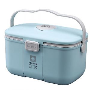 Homavit Boite a Pharmacie, Rangement pour m&eacute;dicaments, Boite rangement medicament 2 couche, avec poign&eacute;e, Caisse medicament,grande capacit&eacute;, pour la Maison, l'ext&eacute;rieur(Bleu) (Homavit, neuf)