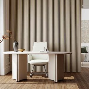 AICA Lot de 3 Panneaux Muraux D&eacute;coratifs Acoustiques Bois MDF 260x30cm Ch&ecirc;ne blanc AntiBruit, Facile &agrave; Poser (AICA  Sanitaire, neuf)