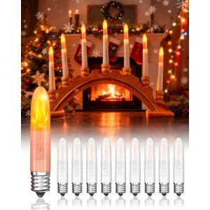 BrightArk Ampoules E10 LED Bougies AC15-55V, Lot de 10 ampoules de rechange pour arche en forme de bougie de Noël, Flamme Vacillante, Non Dimmable, pour Arche Lumineuse, Arbre de Noël, Guirlande (BrightArk-EU Direct, neuf)