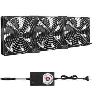 Lot de 3 ventilateurs de bo&icirc;tier 120 mm : silencieux pour PC, avec r&eacute;glage de la vitesse, 12 V/220 V, ventilateur axial pour ordinateur, ordinateur portable, routeur, armoire AV, serveur et bo&icirc;tier TV (ELENASI, neuf)