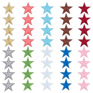 HOBBIESAY 40 patch Thermocollant &Eacute;toile Dor&eacute;e 10 couleurs &Eacute;cusson 5 &eacute;toiles &agrave; Coudre Brod&eacute; Patchs Appliqu&eacute;s pour V&ecirc;tements Veste Chapeau Bricolage Artisanat D&eacute;corations (HOBBIESAY FR, neuf)