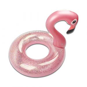 Flamant Rose Gonflable, Flotteur Gonflable pour Piscine, Bouée Flamant Gonflable, Bouée Flamant Rose Glitter, pour Les Adolescents Adultes Plage et Piscine (90) (JUBAORONG, neuf)