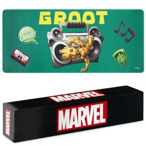 Marvel Tapis de Souris XL Dessous de Bureau Sous Main Mouse Pad 80x36 cm Accessoire de Bureau Avengers Spiderman Groot (Bleu/Jaune Groot) (Get Trend., neuf)