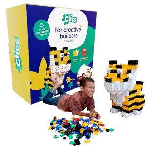 Clics Set Tigre 723pcs- Jouets de Construction pour Les Enfants à partir de 4 Ans, Jouets éducatifs créatifs, Blocs de Construction pour Filles et garçons, Jouets Montessori STEM (ClicsToys, neuf)