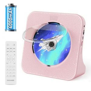 Lecteur CD Portable 4000mAh Batterie, Lecteur CD Bluetooth Rechargeable avec Haut-Parleur, Télécommande, Minuterie de Mise en Veille, CD Player Enfants Prend en Charge FM/USB/Prise Casque, Rose (maite, neuf)