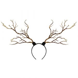 Serre-t&ecirc;te avec bois de cerf Lavilly pour costume - Serre-t&ecirc;te avec bois de cerf pour femmes - Serre-t&ecirc;te avec bois de cerf pour Halloween, No&euml;l et f&ecirc;te de P&acirc;ques (Marron, taille unique) (defoliation, neuf)