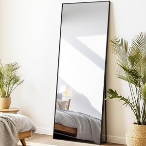 LunaMirror Miroir Intégral 161 x 52 cm Rettangolare Miroir sur Pied Grand Miroir À Poser au Sol pour Chambre à Coucher, Salon et entrée, Verre Trempé, Cadre en Alliage d’Aluminium Noir (LunaMirror, neuf)