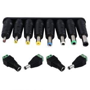 GTIWUNG 8 Types Adaptateur d'alimentation DC 5,5 x 2,1 mm Connecteur Universel CC Plugs Femelle à Mâle Adaptateur,Barrel Jack Connecteur avec 2 Paires DC Connecteur d'alimentation Mâle et Femelle (GTIWUNG-FR, neuf)