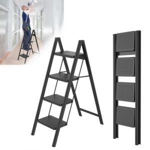Froadp Escabeau 4 marches Pliable Antid&eacute;rapant - &Eacute;chelle de s&eacute;curit&eacute; en fer - &Eacute;chelle multifonctionnelle - Marchepied pour la maison, la cuisine et l'ext&eacute;rieur - Charge maximale : 250 kg (CHIC Shop, neuf)
