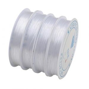 YUVKIN 4 Rouleaux Fil &Eacute;lastique Transparent, Fil Nylon R&eacute;sistant pour Bracelets, Perles de Rocaille, Fil Invisible pour Bijoux, Cr&eacute;ation de Bracelets et Perles (0.2 mm 0.4 mm 0.6 mm 0.8 mm) (HerEdit, neuf)