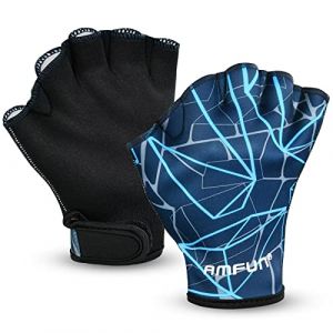 AMFUN Gants de Natation Gants, Gants palmés de Natation, Résistant à l'eau Gants Néoprène Palmés Gants d'entraînement pour Homme Femme Adulte Fitness Nage Surf Bain Gants (Riyuu, neuf)