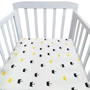 Hiseng Drap Housse Landau Berceau Lit d'Appoint, Étoile Animal Draps-Housses pour Un Lit Bébé, Coton Housse de Matelas Universels Élastique Protège Matelas pour Enfant (Couronne,150x80cm) (Hiseng, neuf)