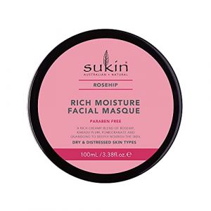 Sukin Rosehip Masque hydratant pour le visage et le cou 100 ml avec églantier, prune et quandong pour le visage et le cou végétalien (Gertnere M suppliers, neuf)