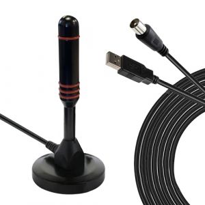 HD-Line & Leyf HD-990T Antenne TV İnt&eacute;rieur Puissante, High Gain VHF-UVF-FM DVB-T2 D&eacute;codeur TNT HD Terrestre/Antenne &agrave; Base magn&eacute;tique Portable pour Une r&eacute;ception puissante du Signal TV, 3m C&acirc;ble (LB GROUP, neuf)