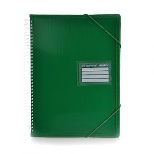 Classeur à pochettes ultra cristal avec spirale 360° et bords renforcés, ID, indicateurs, couverture rigide et fermeture à élastiques. 100 % recyclable by Office Box (vert foncé, A4-20 pochettes) (MISTER PAPER PAPELERIA, S.L., neuf)