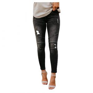 Femme Jeans D&eacute;chir&eacute; Push Up Taille Haute Skinny Slim Fit Stretch Boyfriend Denim Jean Trou&eacute; Pantalons Jeggings Pants Casual R&eacute;tro,Noir,L (YOULI FASHION, neuf)
