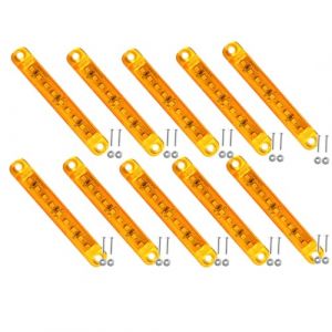 Lot de 10 feux de gabarit latéraux à LED jaunes - 12-24 V 9 LED étanches pour remorque, camion, camping-car, bateau, camping-car, fourgonnette - Feux de gabarit avant/arrière,feux de position durables (Aototeck US, neuf)